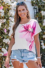 Cupshe Picked Fresh Floral Tee - White,M