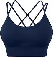 [Generic] Bras for Women Sports Womens Back Sport Bras Padded Strappy Cropped Bras for Yoga Workout Fitness Bras Athletic Sports Bras for Women