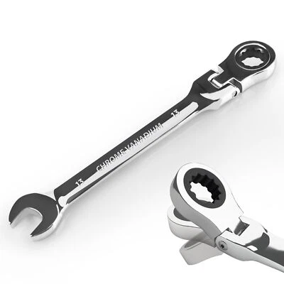 13mm Metric Flex-Head Ratchet WrenchBox End Head 72-Tooth Ratcheting Combination