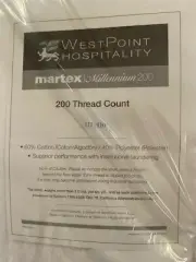 (Case of 24) Martex Millennium T200 Flat Sheet King 111x110" Fresh White (NEW)