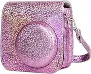 BLBMTCBCAG Camera Cover Holographic Flash Laser Shoulder Strap Bag Cover Cover Cover Fit for Fujifilm Mini 9 Mini 8 Instant Film Camera Protection(Pink)