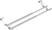Stainless Steel Retractable Double Towel Bar for Bathroom Storage Movable Wall Mount Rack for Shower Shelving and Cabinet Door Hangers Space Saving Towel Holder