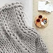 Hand Knitted Chunky Filled Tube Braid Weighted Blanket Throw Rug 110x180cm (Grey)