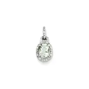 Sterling Silver Diamond u0026 Green Quartz Oval Pendant
