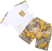[OATIPHO] Boys Summer Suit 1pc Short Sleeve T-shirt and Shorts Set Comfortable Round Neck Breathable Fabric Stylish Toddler Outfit