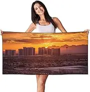 JHLMN Microfiber Sand Free Beach Towel Thin Quick Dry Super Absorbent Large Lightweight Towels Ultra Soft Bath Towels Las Vegas Sunset Compact Gym Towel for Adult Travel Camping Gift