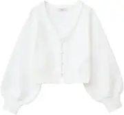 earth music＆ecology(アースミュージックアンドエコロジー) Earth Music & Ecology 01000133900 Women's Cardigan, Pearl Button Short Knit Cardigan