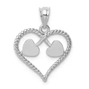 14k White Gold White Polished and Twisted Heart Pendant