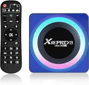 Android 13.0 TV Box,X88 PRO 13 4G RAM 64G ROM RK3528 with Dual 2.4G/5.8G WiFi, BT 5.0+ Quad-Core 64 Bits 4K/8K UHD H.265 Ethernet LAN 3D Set Top TV Box,2gb+16gb