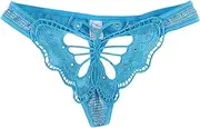 [WEJUN] Women's Thong Panties - 2Pcs Fashion Women Lace Thongs Sexy Hollow Out Butterfly Embroidery G-String Panties Lingerie Lady Comfy Underwear,Blue