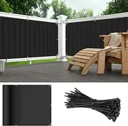 [Goleray] 2.5'x25' Balcony Privacy Screen Fence Panels Outdoor Deck Shade Fencing, Apartments Railing Cover UV Protection Outside Screen for Patio Porch, Black