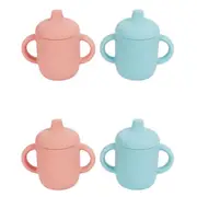 4x Cuddle Bug Baby/Toddler Silicone Sippy Cup 160ml w/ Anti Slip Dots Pink/Blue