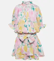 [Juliet Dunn] Juliet Dunn Floral cotton and linen minidress UK 6/8 multicoloured