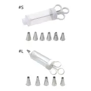 Dessert Decorating Syringe with 5Nozzle Icing Dispenser Cupcake Filling Injector