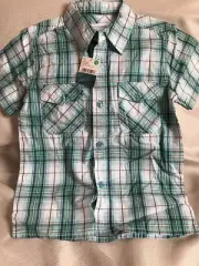 Pumpkin Patch Toddler's Boys Blue Green and White Plaid Shirt