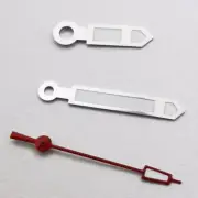 Red Trim Silver Second Hand Watch Hands with Green Lume Compatible with NH35 NH3