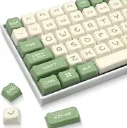 GMKWTL XVX Cute Bear Keycaps, Matcha Green and Creamy Keycap Set with MDA Profile, Double Shot PBT Keycaps Suitable for Cherry Gateron MX Switches Mechanical Keyboard