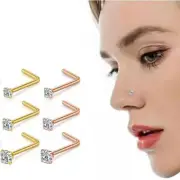 L Shape Nose Stud Set with Diamonds Piercing Bar Hot Sale Gem Nose Stud Nose