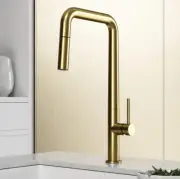 VIGO Parsons Single Handle Pull-Down Sprayer Kitchen Faucet Matte Brushed Gold