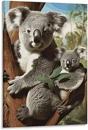 [BVNMT] Koala Family Modern Canvas Wall Decor, Aesthetic Decoration, Room Decoration, Home Decor Artwork for Living Room, Bedroom, Office