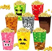 [BACH AND BOOZY] Pack of 12 Pixel Birthday Party Decoration Pixel Party Goodies Candy Popcorn Boxes Gift Decoration Accessories Game Fans Decorations
