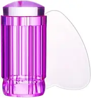 Silicone Head Manicure Scraper Jelly Nail Art Stamper Scraper Set Transparent Nail Stamper Polish Transfer Template Kits /316(Purple)