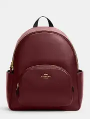 NWT Coach 5666 Court Backpack In Canvas Leather Bag Gold/Black Cherry New