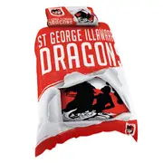 St George Illawarra Dragons NRL SINGLE Bed Quilt Doona Duvet Cover and Pillow Case Set