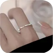 [FLYYQMIAO] Lucky Mobius Ring Twist Promise Cute Adjustable Friendship Rings 925 Silver Open Best Friend Ring His and Her Love Gifts Simple Promise Pinky Band Rings or Teen Girls Women
