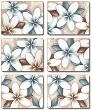 Country Kitchen Ocean Frangipani Cinnamon Cork Back Drink Coasters Set 6