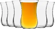 LAV Klasik Glass Tea Cups for Coffee, Hot Drinks - Vintage Style - 115ml - Clear - Pack of 6