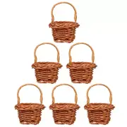 6 Pcs Mini Baskets with Handles Doll Woven Toy House Decoration Micro Scene