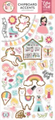 Echo Park Paper ALL GIRL 6x13 Sheet of Chipboard Accents