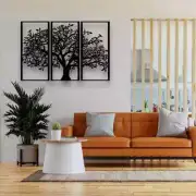 3Pcs Family Tree Metal Wall Decor – Tree of Life Iron Art. Modern 3D Wall Art