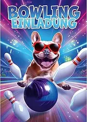 Moosthaler Children's Bowling Invitation Cards (Pack of 12) - Funny Birthday Invitation for Your Bowling Party with Stylish Gloss Varnish - Bowling Invitation Cards Children