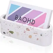 BAOHD Concrete Business Card Holder for Desk, Modern Terrazzo Business Card Display, Desktop Business Card Holder Display Business Card Stand for Women & Men