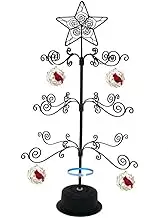HOHIYA 24 Inch Metal Ornament Display Tree Stand Rotating Holder Hanger Wire Hook Hanging for Halloween Christmas Balls Bauble Decorations Gift Craft Tabletop Black