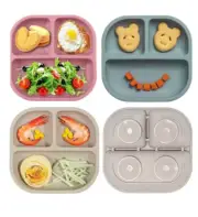 Suction Plates Baby, 3 Pack Silicone Plates & Spoons Baby Toddlers Infant Kids,