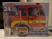 NEW MELISSA & DOUG FLOOR PUZZLE GIANT FIRE TRUCK, 24 piece 4FT LENGTH EASY CLEAN
