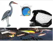 Small Pond Heron Defense Kit, Includes Heron Decoy and Pond Cover Netting