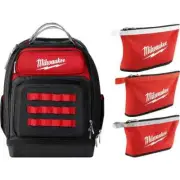 Milwaukee Jobsite Backpack 15-Inch Zipper Tool Bag Storage Polyester (3-Pack)
