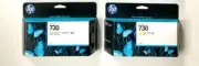 Genuine HP 730 Yellow and Photo Black 130ml Cartridges P2V67A P2V64A 2023-2024