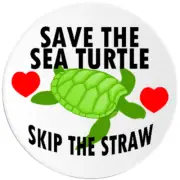 Save The Sea Turtle Skip The Straw - 100 Pack Circle Stickers 3 Inch