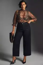 Anthropologie Maeve NWT Wom 34/XL Colette Wide Leg Pant Classic Black MSRP $148