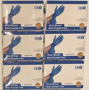 EDI Vinyl Blue Powder Free Multi-Purpose Gloves 100 Count Lot Of 600 X-Large XL
