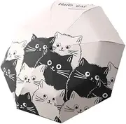 AIMALL Automatic Umbrella, Cartoon Black and White Cat Design, Dual-Purpose Sun and Rain Protection, UV Resistant Folding Sunshade, Unisex