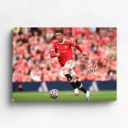 CRISTIANO RONALDO SIGNED CANVAS SOCCER MEMORABILIA MANCHESTER U SALAH MESSI