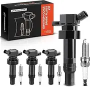 Set of 4 Ignition Coil Pack and Iridium Spark Plugs Compatible with Hyundai Veloster 2012-2017, Accent & Kia Rio Soul 2012-2019, 1.6L Naturally Aspirated