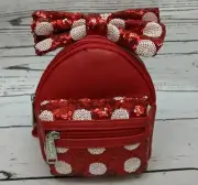 NWT! Loungefly Disney Parks Minnie Mouse Wristlet - Red And White Sequins
