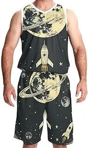 [FNETJXF] Basketball Jersey, Basketball Jersey for Women, Mens Basketball Jerseys, Painting Universe Planet Shooting Star